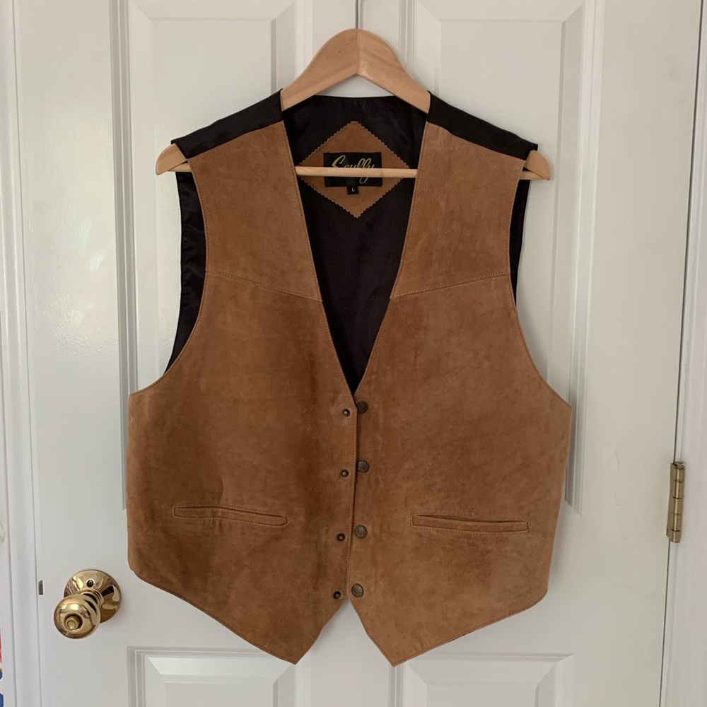Scully mens vest, large, brown suede leather